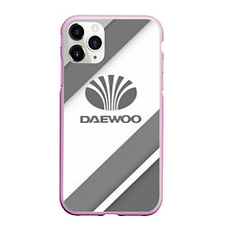 Чехол iPhone 11 Pro матовый Daewoo - серые полосы, цвет: 3D-розовый