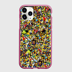 Чехол iPhone 11 Pro матовый Симпсоны все Герои, цвет: 3D-малиновый