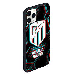 Чехол iPhone 11 Pro матовый Atletico Madrid FC в стиле glitch на темном фоне, цвет: 3D-черный — фото 2