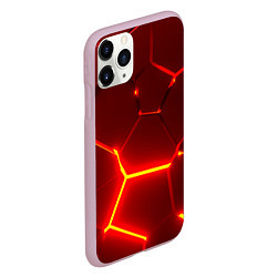 Чехол iPhone 11 Pro матовый Красные неоновые геометрические плиты, цвет: 3D-розовый — фото 2