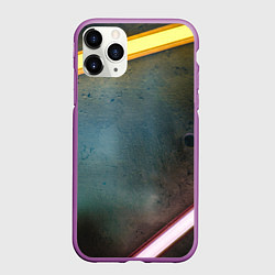 Чехол iPhone 11 Pro матовый Абстрактная тёмная поверхность и неоновые фонари