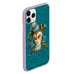 Чехол iPhone 11 Pro матовый Шут - венецианская маска, цвет: 3D-сиреневый — фото 2