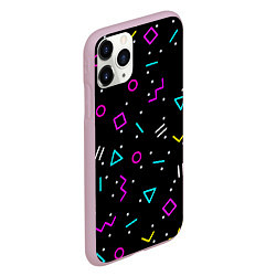 Чехол iPhone 11 Pro матовый Colored neon geometric shapes, цвет: 3D-розовый — фото 2