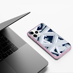 Чехол iPhone 11 Pro матовый Абстрактное множество металлический пластин, цвет: 3D-розовый — фото 2