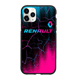 Чехол iPhone 11 Pro матовый Renault - neon gradient: символ сверху, цвет: 3D-черный