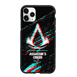 Чехол iPhone 11 Pro матовый Assassins Creed в стиле glitch и баги графики на т, цвет: 3D-черный