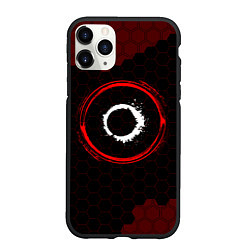 Чехол iPhone 11 Pro матовый Символ The Callisto Protocol и краска вокруг на те, цвет: 3D-черный