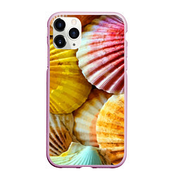 Чехол iPhone 11 Pro матовый Разноцветные створки океанских раковин, цвет: 3D-розовый