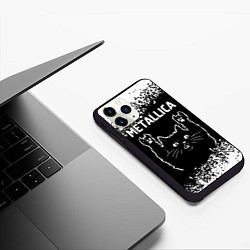 Чехол iPhone 11 Pro матовый Группа Metallica и рок кот, цвет: 3D-черный — фото 2