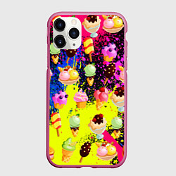Чехол iPhone 11 Pro матовый Мороженки Вкуснятина, цвет: 3D-малиновый