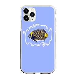 Чехол iPhone 11 Pro матовый Тропическая экзотическая рыбка, цвет: 3D-белый