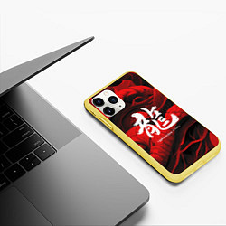 Чехол iPhone 11 Pro матовый Дракон - китайский иероглиф, цвет: 3D-желтый — фото 2