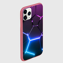 Чехол iPhone 11 Pro матовый Фиолетовый градиент - неоновые геометрические плит, цвет: 3D-малиновый — фото 2