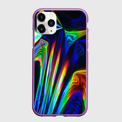 Чехол iPhone 11 Pro матовый Волнообразные абстрактные линии, цвет: 3D-фиолетовый