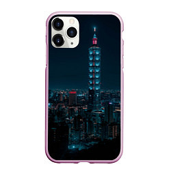 Чехол iPhone 11 Pro матовый Ночной неоновый город, цвет: 3D-розовый
