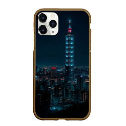 Чехол iPhone 11 Pro матовый Ночной неоновый город, цвет: 3D-коричневый