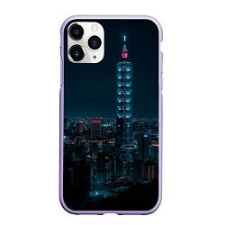 Чехол iPhone 11 Pro матовый Ночной неоновый город, цвет: 3D-светло-сиреневый