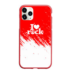 Чехол iPhone 11 Pro матовый I love rock - краска, цвет: 3D-красный