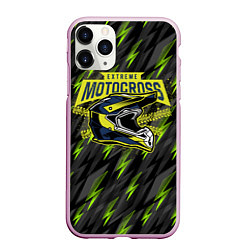 Чехол iPhone 11 Pro матовый Шлем Motocross, цвет: 3D-розовый