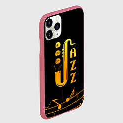 Чехол iPhone 11 Pro матовый Jazz - ноты, цвет: 3D-малиновый — фото 2