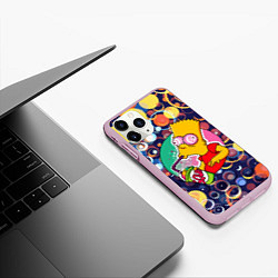 Чехол iPhone 11 Pro матовый Bart Simpson пьёт лимонад, цвет: 3D-розовый — фото 2