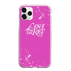 Чехол iPhone 11 Pro матовый Lana Del Rey - на розовом фоне брызги, цвет: 3D-розовый