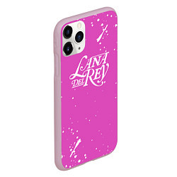 Чехол iPhone 11 Pro матовый Lana Del Rey - на розовом фоне брызги, цвет: 3D-розовый — фото 2
