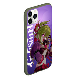Чехол iPhone 11 Pro матовый Геншин импакт - Куки Синобу, цвет: 3D-темно-зеленый — фото 2