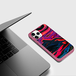 Чехол iPhone 11 Pro матовый Текстура масляное пятно, цвет: 3D-малиновый — фото 2