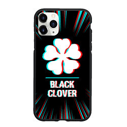Чехол iPhone 11 Pro матовый Символ Black Clover в стиле glitch на темном фоне, цвет: 3D-черный