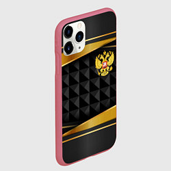 Чехол iPhone 11 Pro матовый Gold & black - Russia, цвет: 3D-малиновый — фото 2