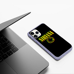 Чехол iPhone 11 Pro матовый Nirvana logo glitch, цвет: 3D-светло-сиреневый — фото 2