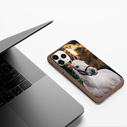 Чехол iPhone 11 Pro матовый Белая лошадка, цвет: 3D-коричневый — фото 2
