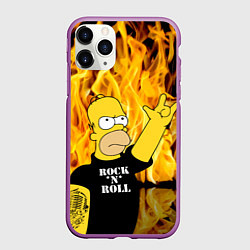 Чехол iPhone 11 Pro матовый Homer Simpson - Rock n Roll!, цвет: 3D-фиолетовый