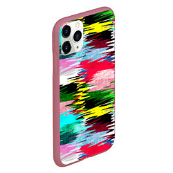 Чехол iPhone 11 Pro матовый Абстрактный многоцветный неоновый узор, цвет: 3D-малиновый — фото 2