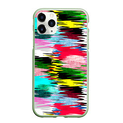 Чехол iPhone 11 Pro матовый Абстрактный многоцветный неоновый узор, цвет: 3D-салатовый