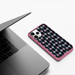 Чехол iPhone 11 Pro матовый Классический ромбовидный текстурированный узор на, цвет: 3D-малиновый — фото 2