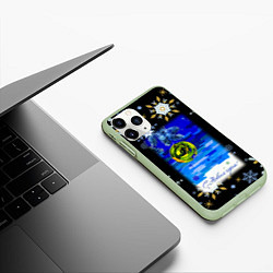 Чехол iPhone 11 Pro матовый Новый год ёлочный шар, цвет: 3D-салатовый — фото 2