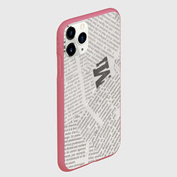 Чехол iPhone 11 Pro матовый Белая газета, цвет: 3D-малиновый — фото 2