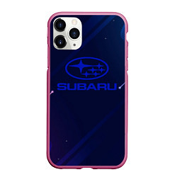 Чехол iPhone 11 Pro матовый Subaru Абстракция неон, цвет: 3D-малиновый