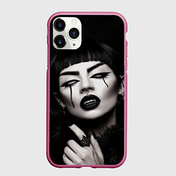Чехол iPhone 11 Pro матовый Девушка - вампир, цвет: 3D-малиновый
