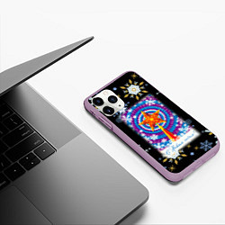 Чехол iPhone 11 Pro матовый Новый год ёлочная звезда, цвет: 3D-сиреневый — фото 2