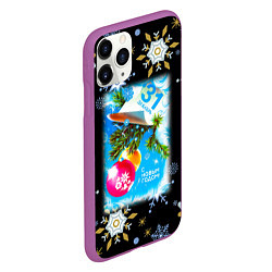Чехол iPhone 11 Pro матовый Новый Год 31 Декабря, цвет: 3D-фиолетовый — фото 2