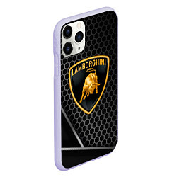 Чехол iPhone 11 Pro матовый Lamborghini Соты карбон, цвет: 3D-светло-сиреневый — фото 2