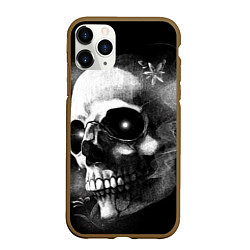 Чехол iPhone 11 Pro матовый Туманный череп - рисунок карандашом