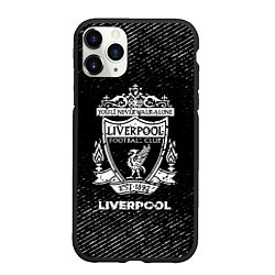 Чехол iPhone 11 Pro матовый Liverpool с потертостями на темном фоне, цвет: 3D-черный