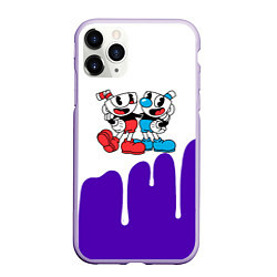 Чехол iPhone 11 Pro матовый Cuphead потёки, цвет: 3D-светло-сиреневый