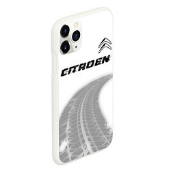 Чехол iPhone 11 Pro матовый Citroen speed на светлом фоне со следами шин: симв, цвет: 3D-белый — фото 2