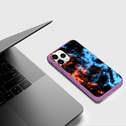 Чехол iPhone 11 Pro матовый Fire and Water Огонь и вода, цвет: 3D-фиолетовый — фото 2