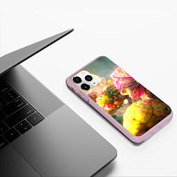 Чехол iPhone 11 Pro матовый Цветы абстракция, цвет: 3D-розовый — фото 2